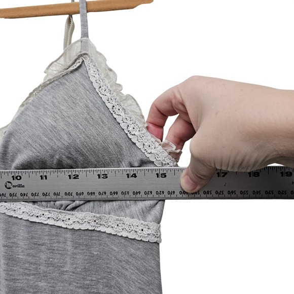 Victorias Secret Grey Babydoll Lace Trim Modal Nightgown M Coquette - Picture 5 of 7